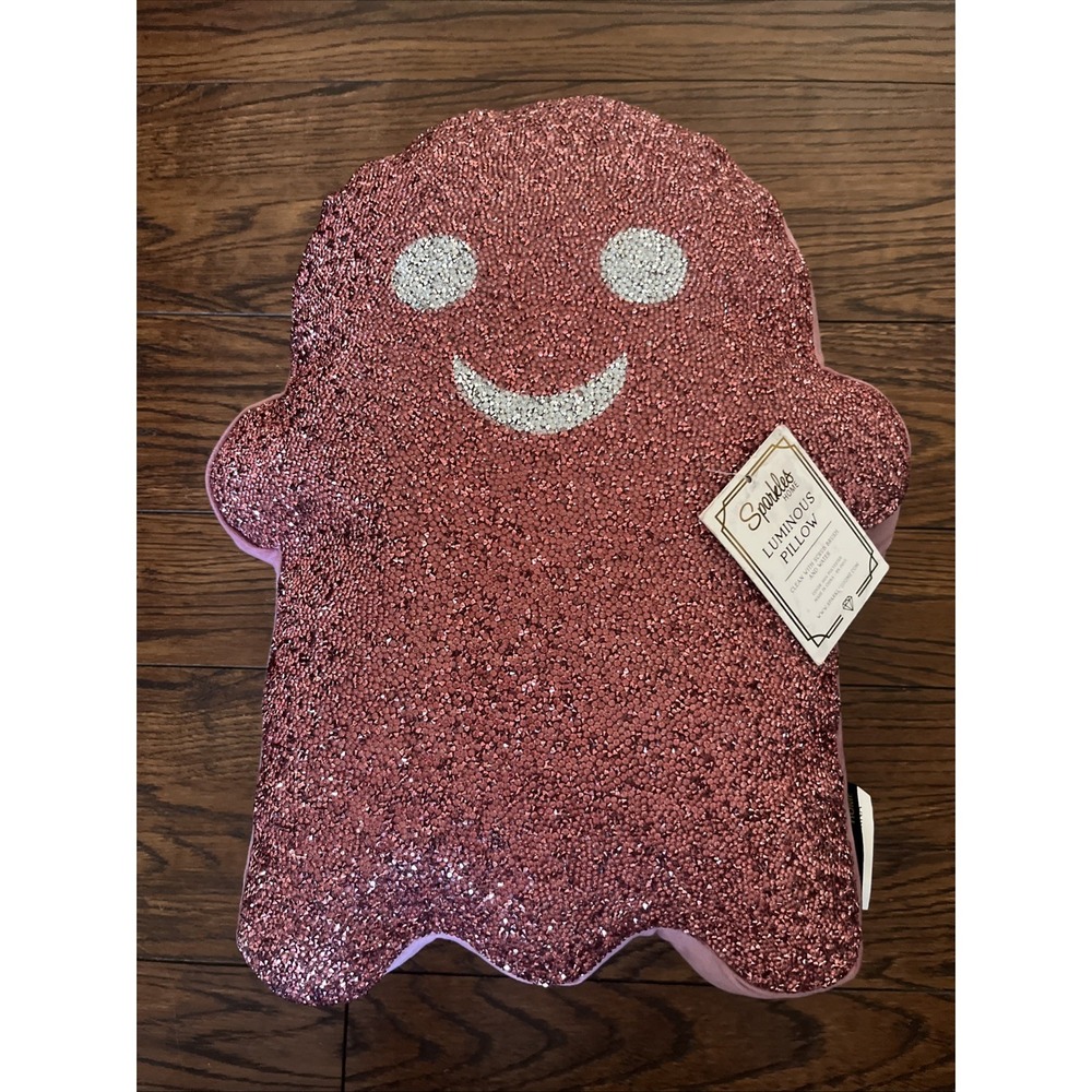 Halloween Ghost Pillow Pink Glitter Sparkles Home Rhinestone Tik Tok Decor